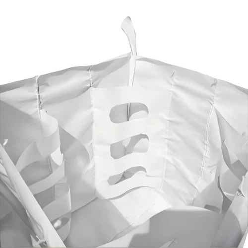 FIBC with special lacing installed at four corners and inside