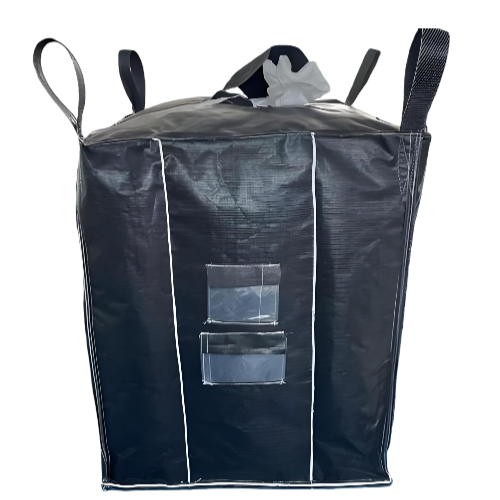 Anti-static carbon black bulk bag with sealed top for dust containment and static control